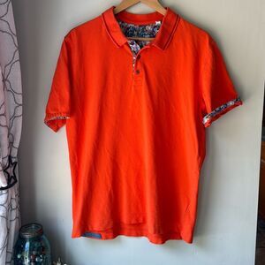 Robert Graham polo shirt men’s size large Orange golf casual cotton